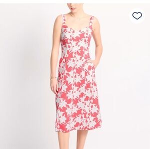 Floral Pink and White Midi Dress